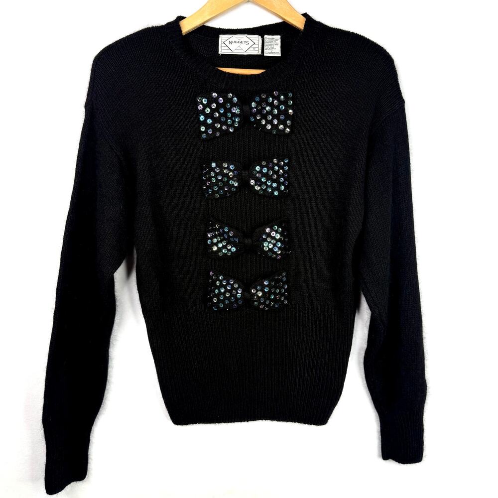 Vintage Nuggets Bow Front Angora Silk Sweater